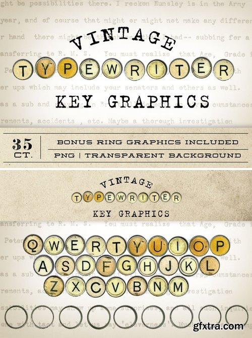 CM - Vintage Typewriter Key Graphics 12047