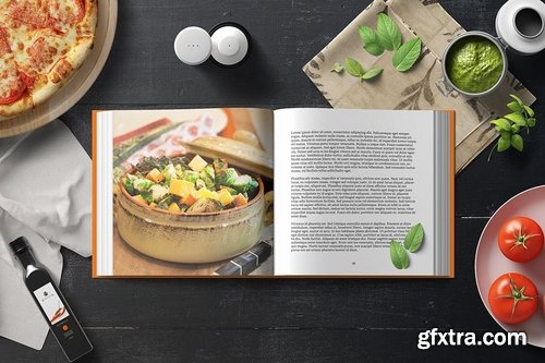 Square Cook Book Mockup - Kitchen Set