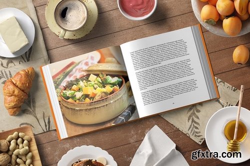 Square Cook Book Mockup - Kitchen Set