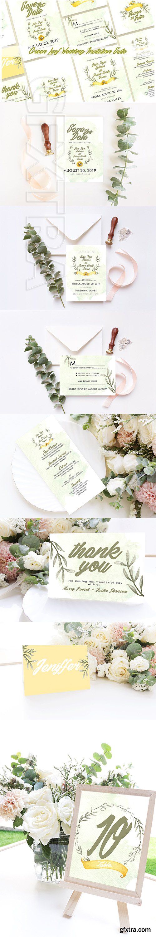 CreativeMarket - Greenleaf - Wedding Invitation Ac 71 3036847