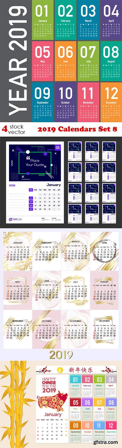 Vectors - 2019 Calendars Set 8