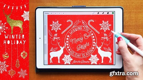 Winter Holiday Illustrations on Your iPad: Digital and Printable Art for the Holidays + 26 Stamps