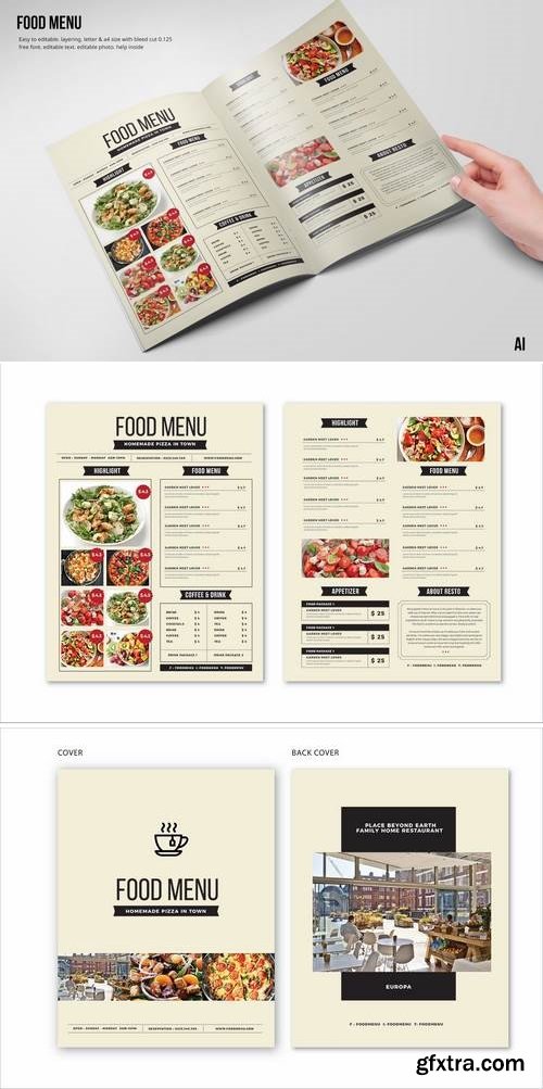 Clean & Fresh A4 & US Letter Food Menu