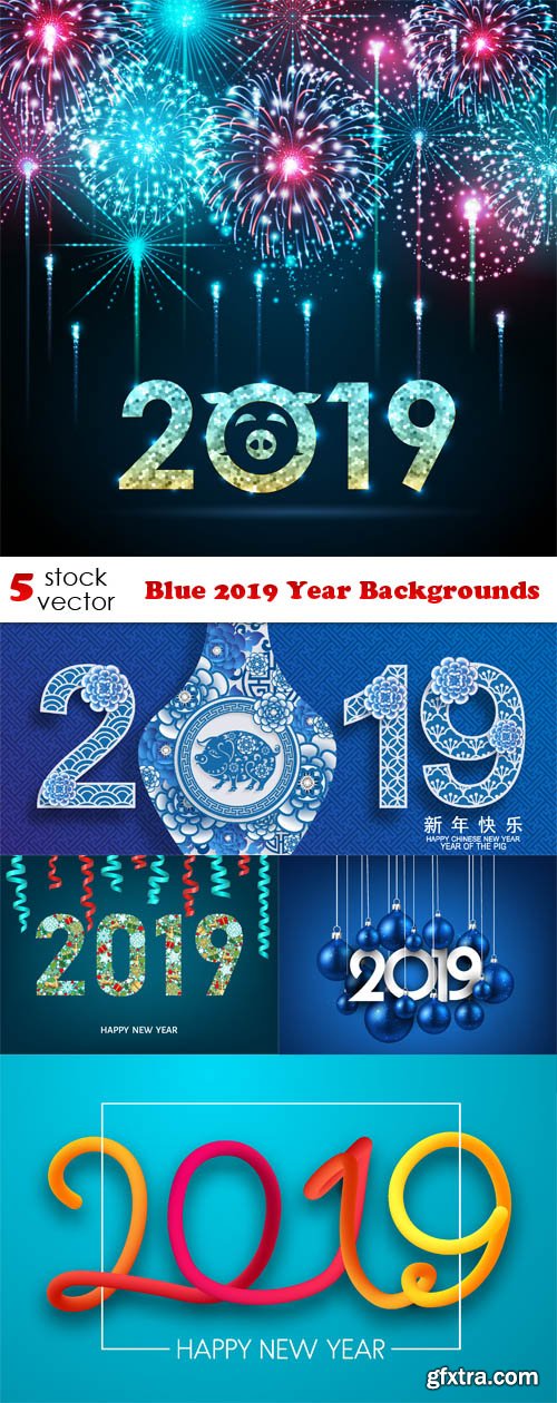 Vectors - Blue 2019 Year Backgrounds 