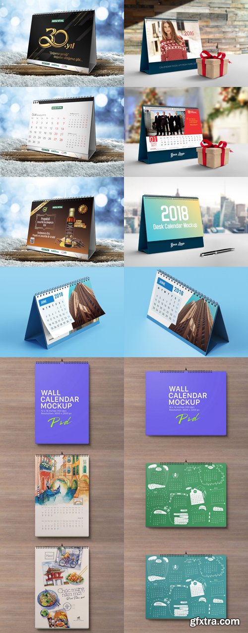 5 Calendars PSD Mockups Templates