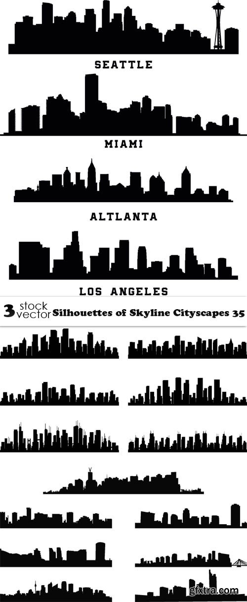 Vectors - Silhouettes of Skyline Cityscapes 35