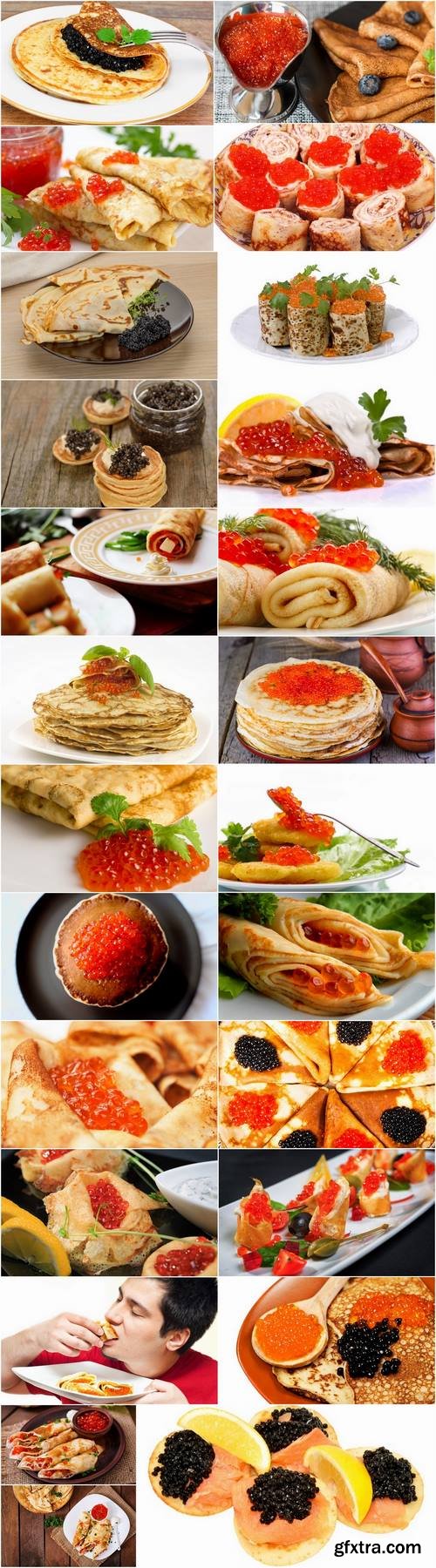 Pancake with red caviar black 25 HQ Jpeg