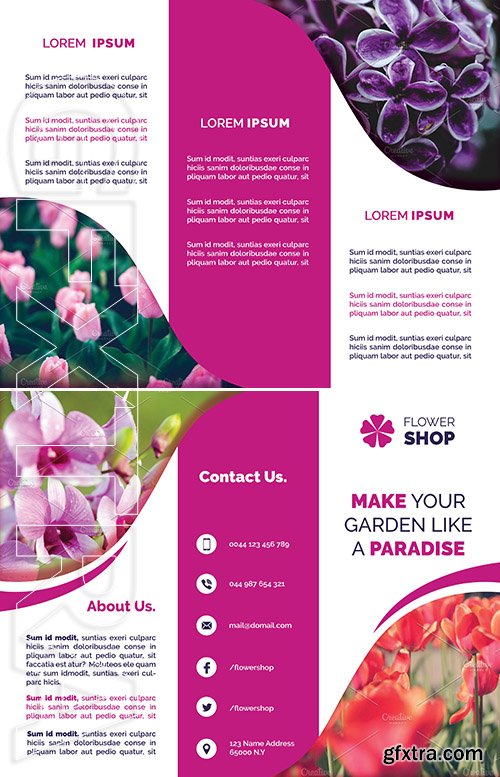 CreativeMarket - Flower Shop Trifold Brochures 3025244