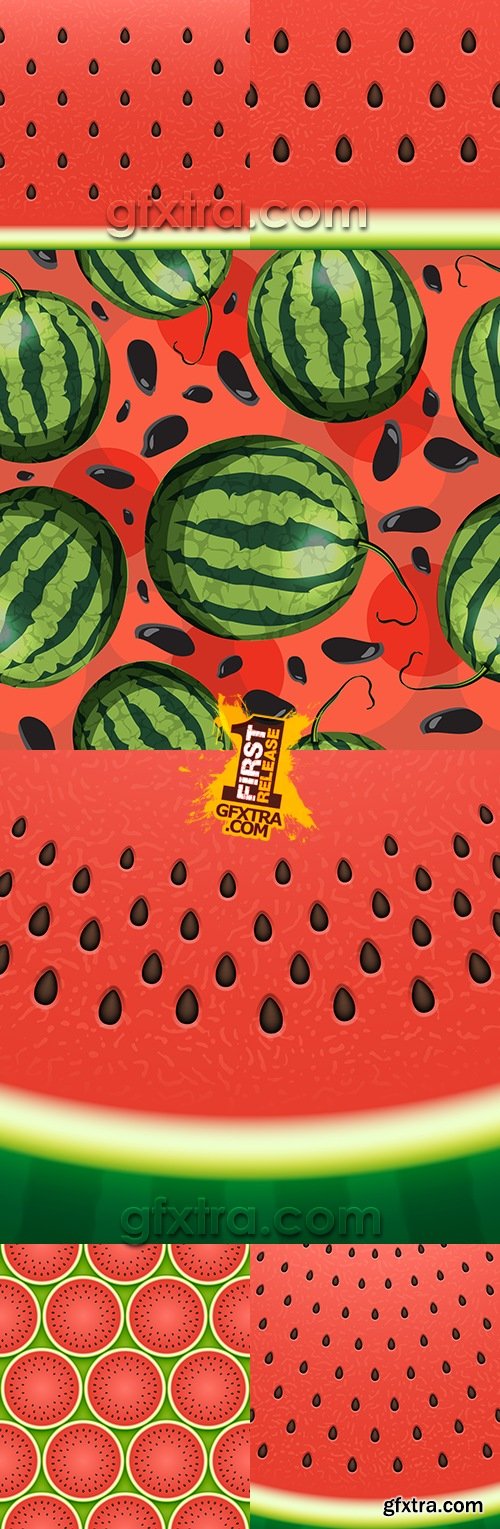 Water-melon background with realistic sunflower seeds