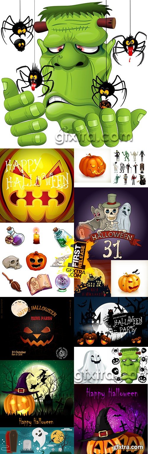 Happy Halloween holiday cartoon illustration collection 18