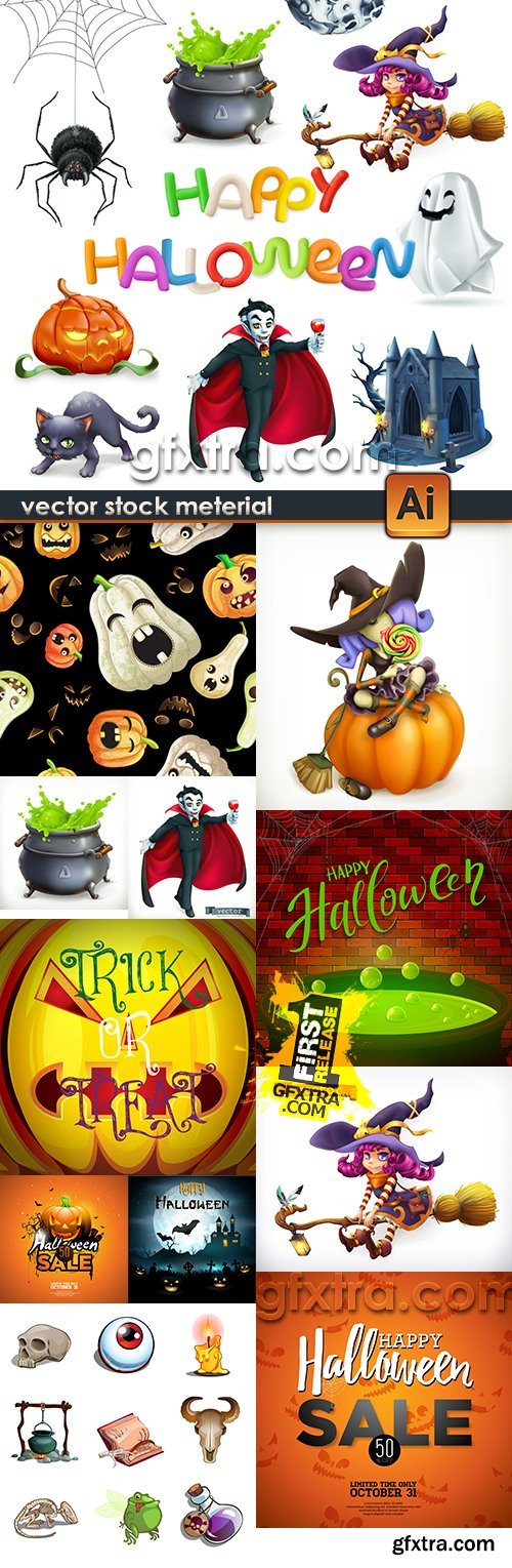 Happy Halloween holiday cartoon illustration collection 18