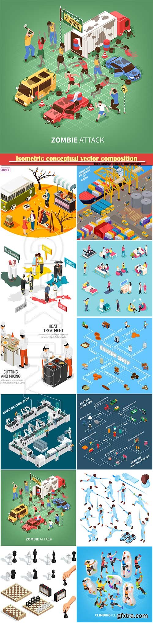 Isometric conceptual vector composition, infographics template # 55