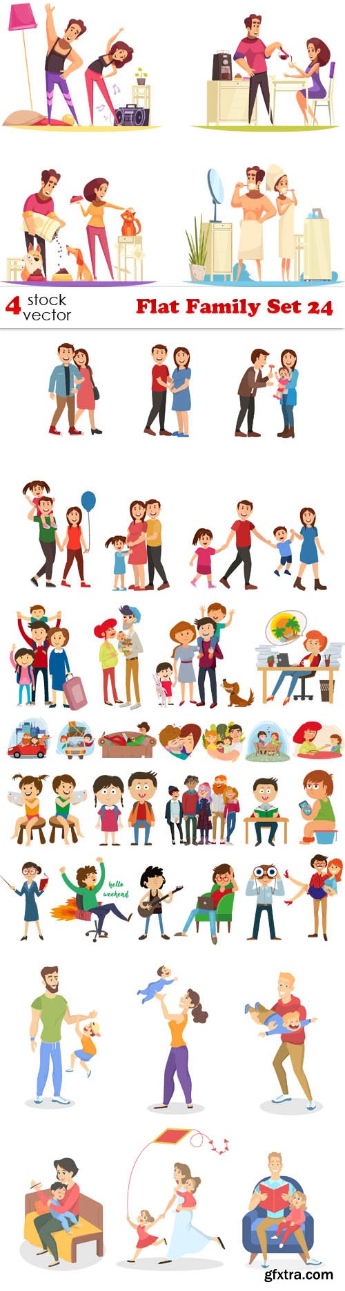 Vectors - Flat Family Set 24