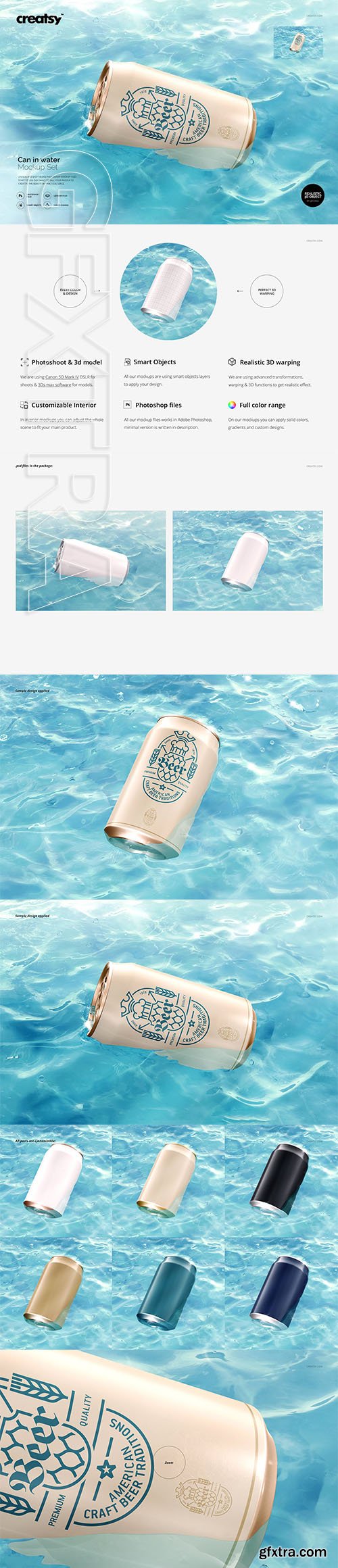 CreativeMarket - Can in Water Mockup Set 2960191