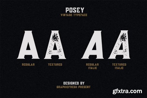 CreativeMarket Posey - Vintage Type | 4 Font Files 3014246