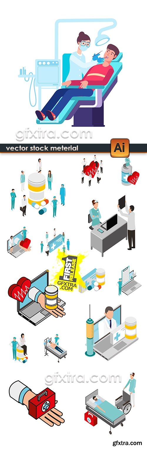 Medicine professional dignostic and equipment illustration