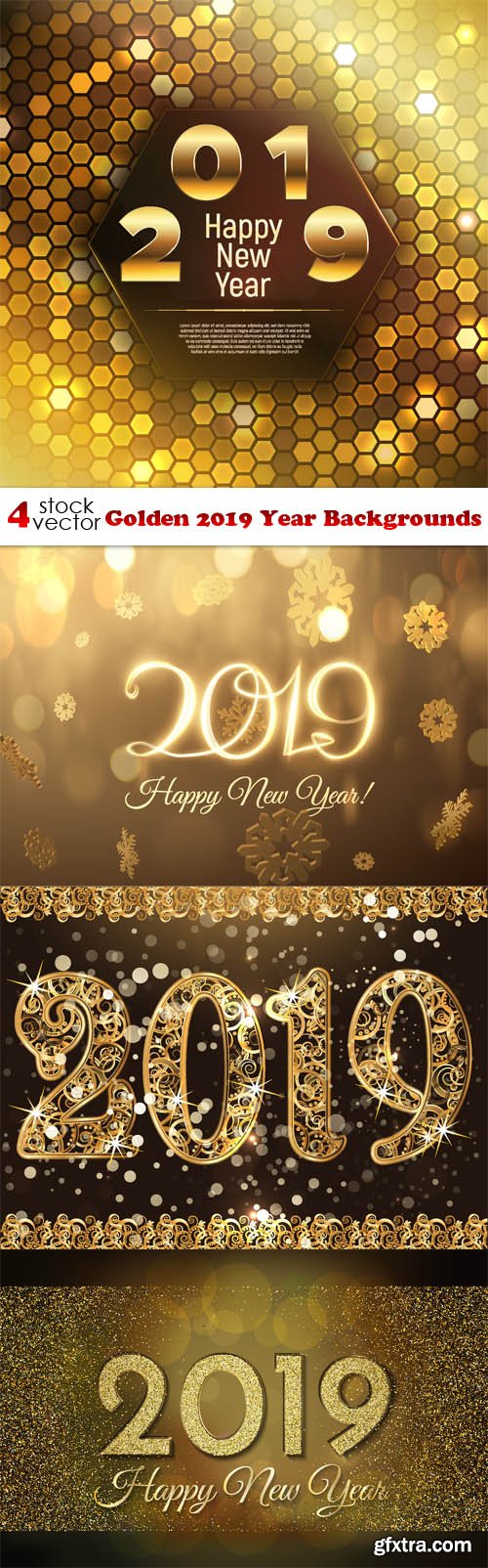 Vectors - Golden 2019 Year Backgrounds