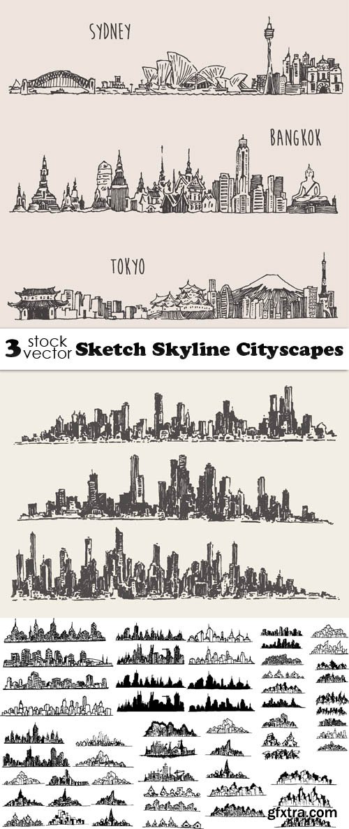 Vectors - Sketch Skyline Cityscapes