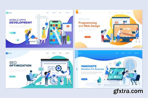 Landing Page Templates Flat Concept - 3