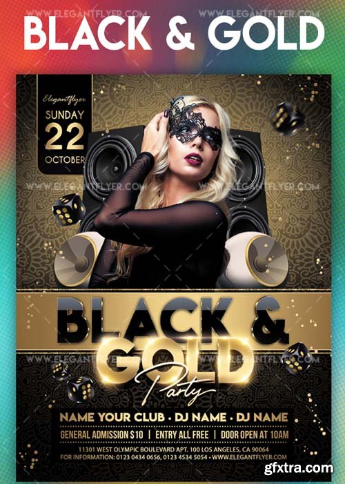 Black and Gold Party V7 2018 Flyer PSD Template