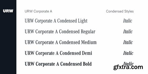 URW Corporate A Font Family - 25 Fonts