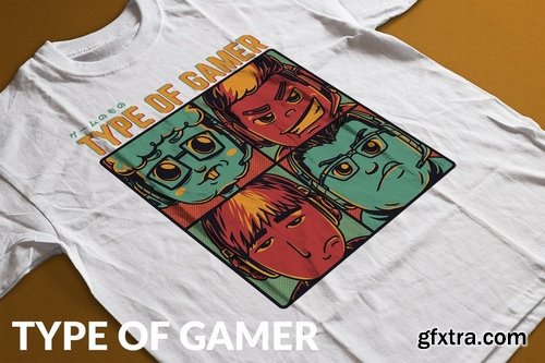 Type of Gamer T-Shirt Design Template