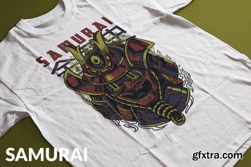 Samurai Mask T-Shirt Design Template