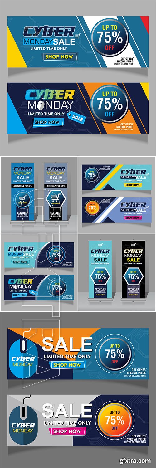 Cyber monday sale vetor banner template