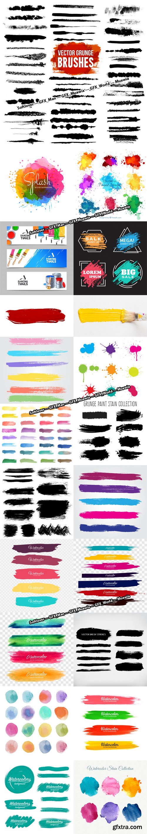 Hand Painted Watercolor Brush Vector Bundle [Ai/EPS]