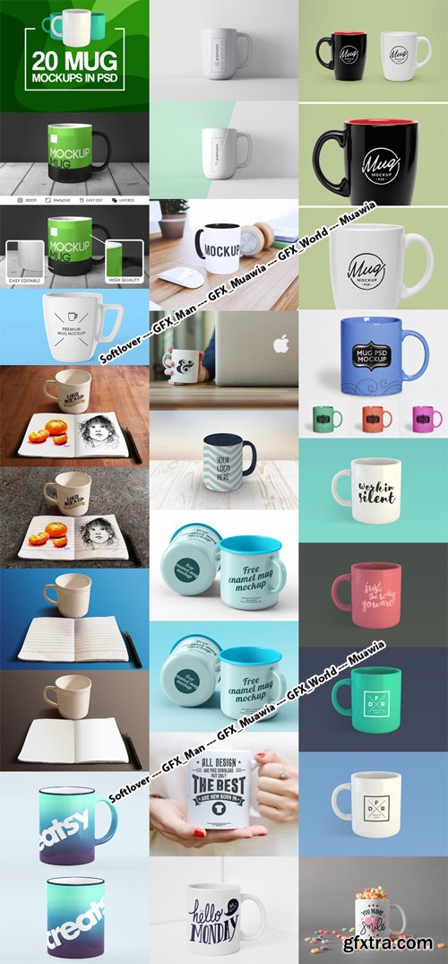 14 Mug PSD MockUps Collection