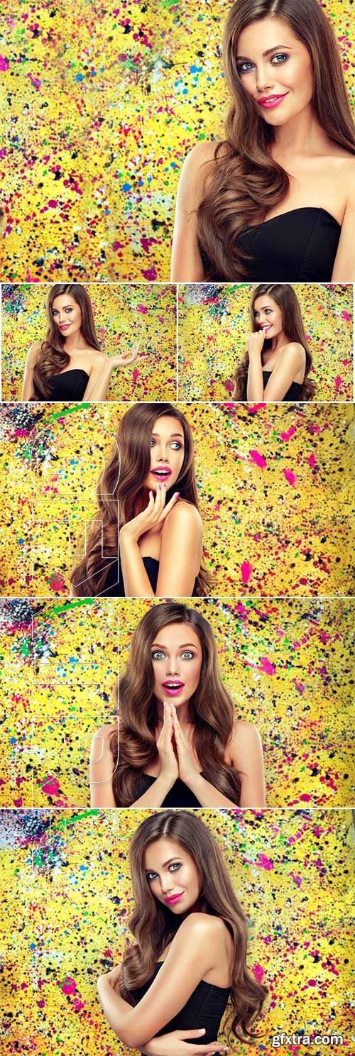 Beautiful girl on colorful background