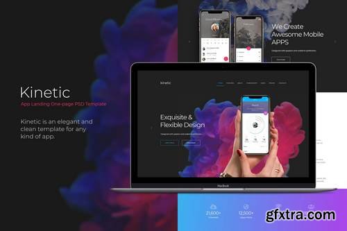 Kinetic - App Landing Page PSD One-page Template