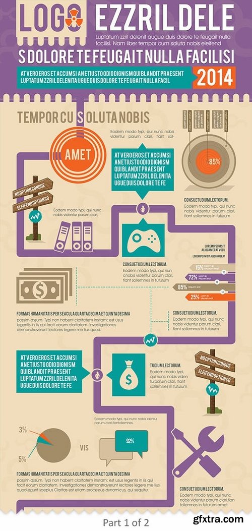 Flat Infographics Road Map Template