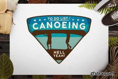 Canoe Sports Logo  Retro Camping Badge Patch