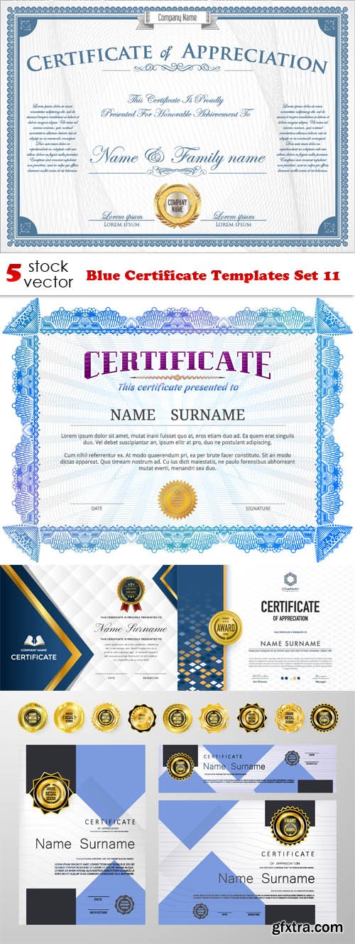 Vectors - Blue Certificate Templates Set 11