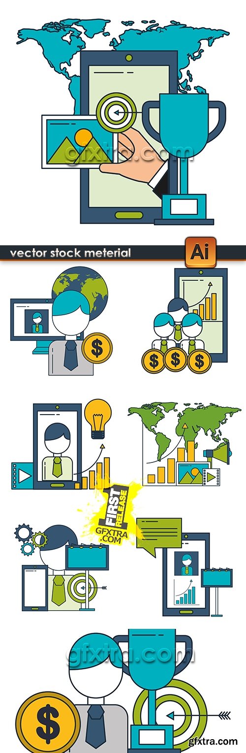 Business money world finance success calculator illustration