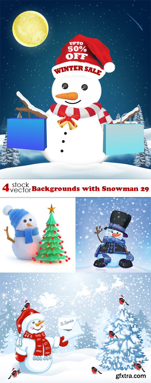 Vectors - Backgrounds with Snowman 29