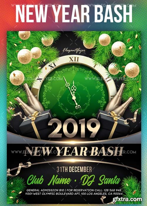 New Year Bash V1 2018 Flyer PSD Template + Instagram template