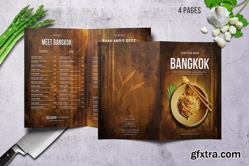 Thai A4 and US Letter Bifold Food Menu