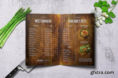 Thai A4 and US Letter Bifold Food Menu