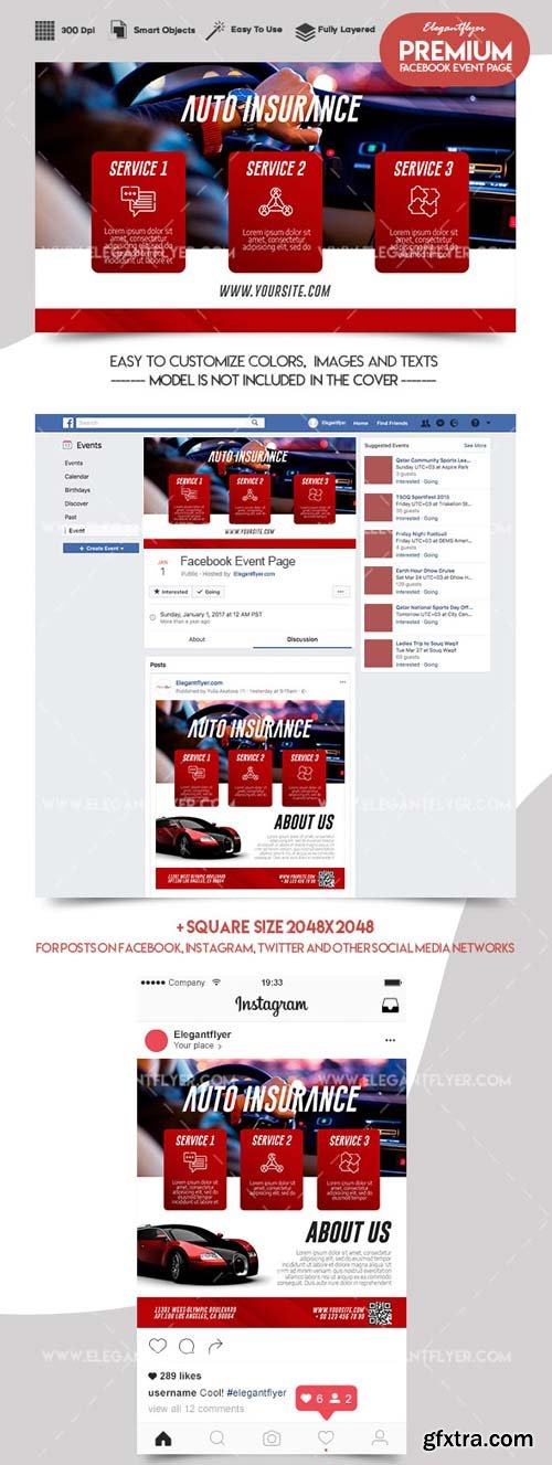 Auto Insurance V1 2018 Facebook Event + Instagram template