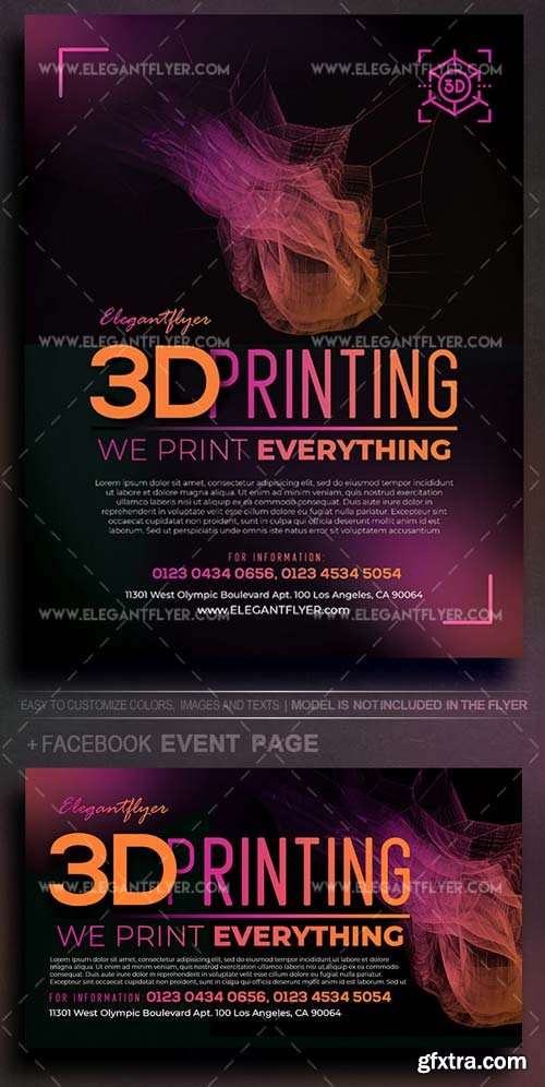 3D Printing V1 2018 Flyer PSD Template