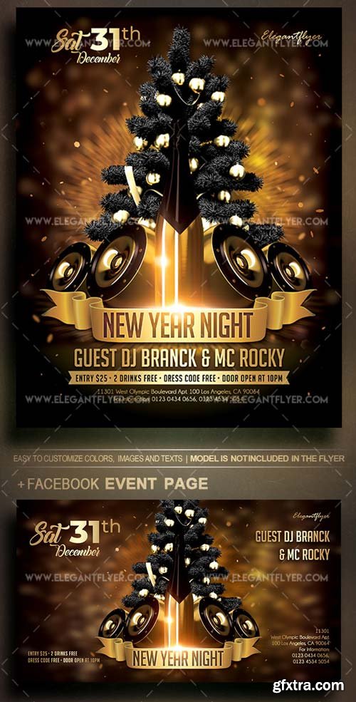 New Year Night V11 2018 Flyer PSD Template