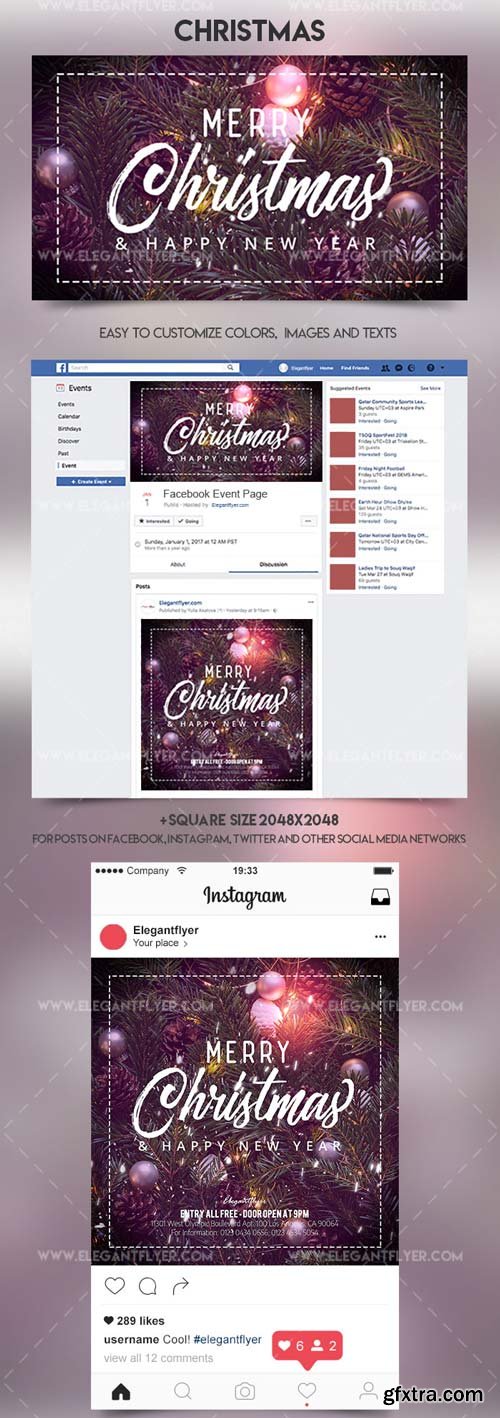 Christmas V12 2018 Facebook Event + Instagram template + YouTube