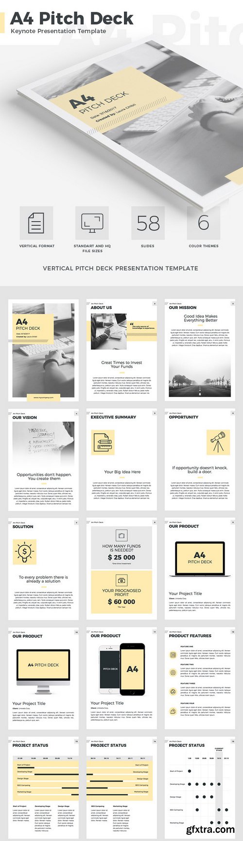 Graphicriver - A4 Pitch Deck Vertical Keynote Template 20608570