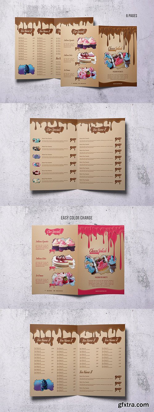 Choco Splash Menu A4 Bifold Menu