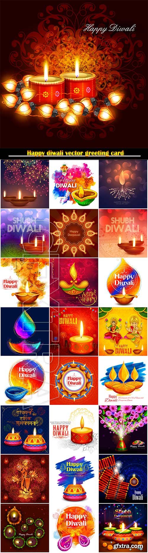 Happy diwali vector greeting card