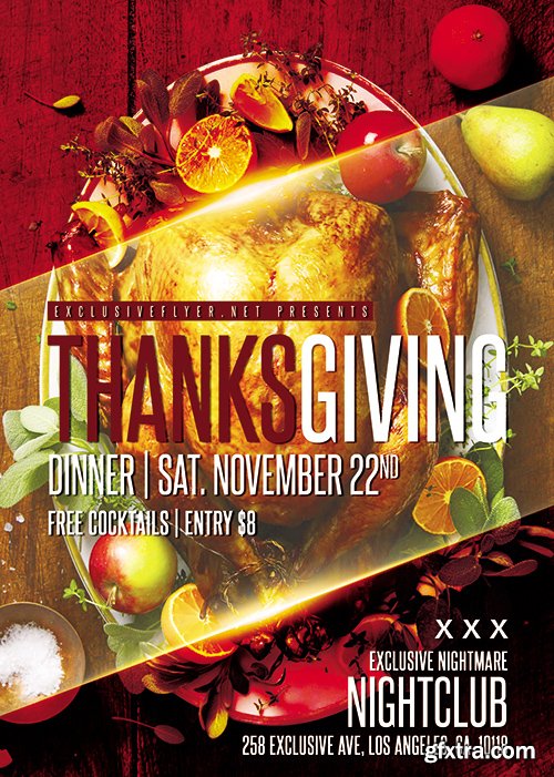 Thanksgiving Dinner Flyer - Autumn A5 Template