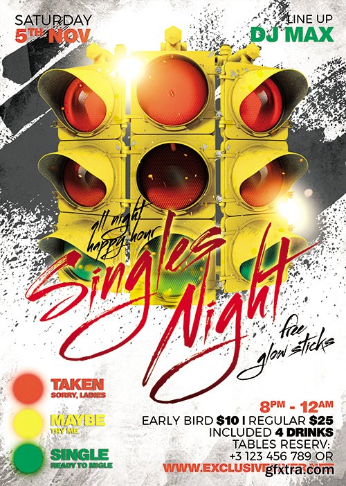 Singles Night Flyer - Club A5 Template