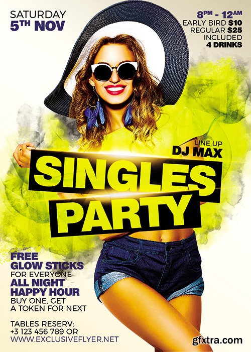 Singles Party Flyer - Club A5 Template